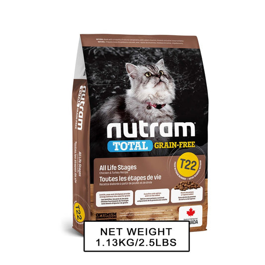 Nutram T-22 無薯無穀全貓糧 (雞+火雞)-1.13 kg-MorPetPet