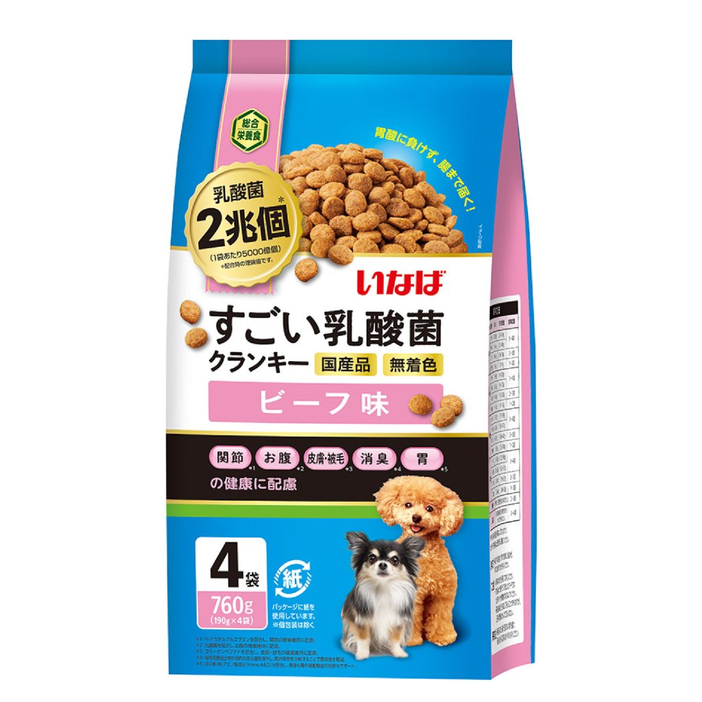 Inaba DD-122 [勁量乳酸菌狗糧] 牛肉味 (190g x4)  DD-122 MorPetPet