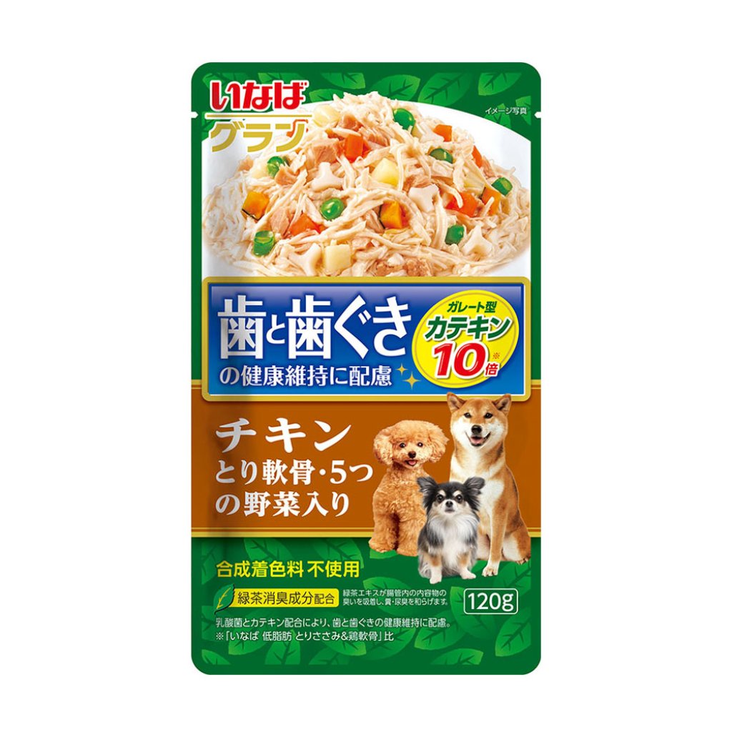 Inaba QDR-123 [無糖質] 雞肉+雞軟骨+5種野菜 (10x Catechin) 狗軟包 120g  QDR-123 MorPetPet