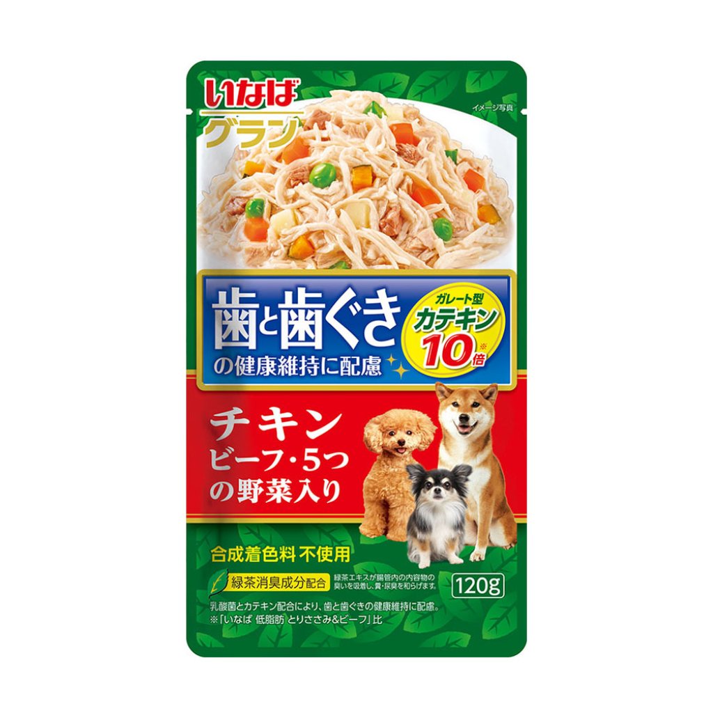 Inaba QDR-122 [無糖質] 雞肉+牛肉+5種野菜 (10x Catechin) 狗軟包 120g  QDR-122 MorPetPet