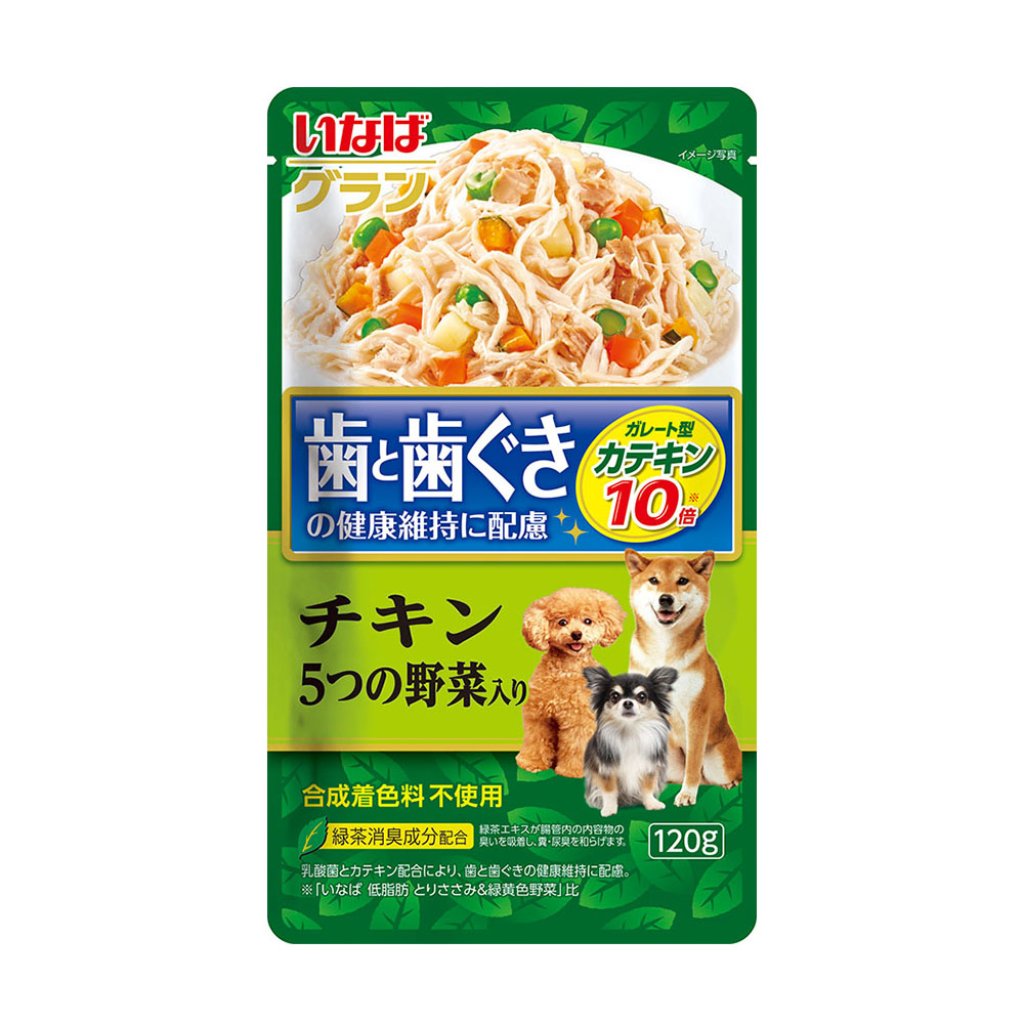 Inaba QDR-121 [無糖質] 雞肉+5種野菜 (10x Catechin) 狗軟包 120g  QDR-121 MorPetPet